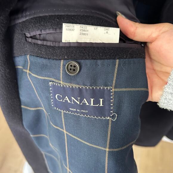 Canali Made In Italy Pure Wool Black Coat Size 60R - Picture 3 of 10